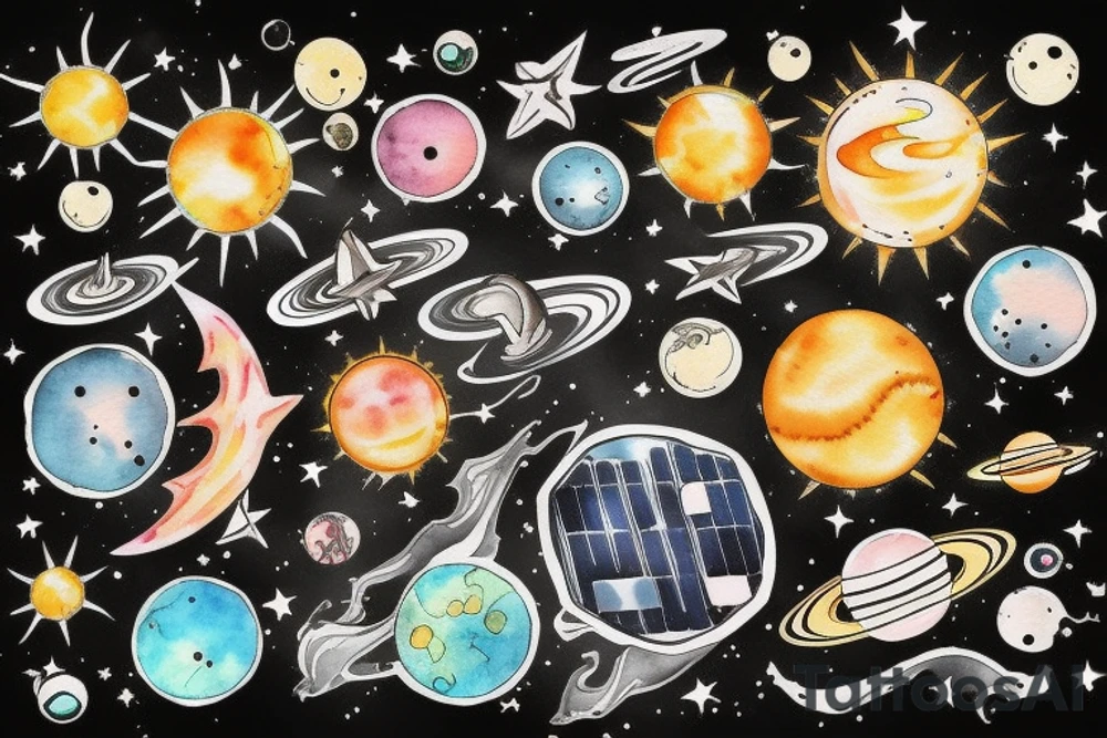 Solar system tattoo idea
