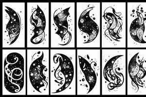 Midnight and galaxy tattoo idea