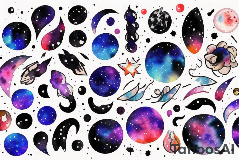 Midnight and galaxy tattoo idea