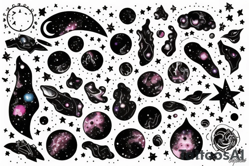 Midnight and galaxy tattoo idea