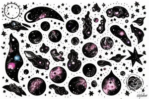 Midnight and galaxy tattoo idea