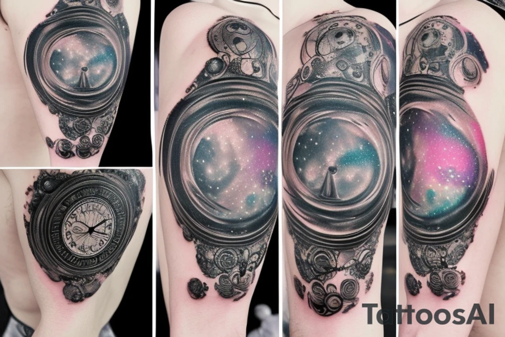 Pocket watch
 and galaxy tattoo idea