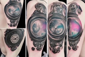 Pocket watch
 and galaxy tattoo idea