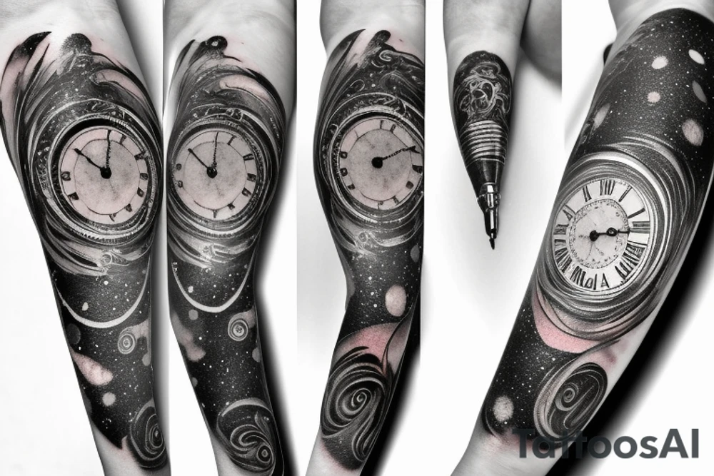 Pocket watch
 and galaxy tattoo idea