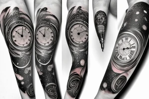 Pocket watch
 and galaxy tattoo idea