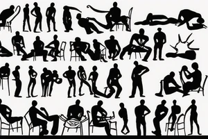 Two guys silhouettes sitting sad back to back tattoo idea