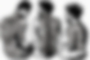 Two guys silhouettes sitting sad back to back tattoo idea