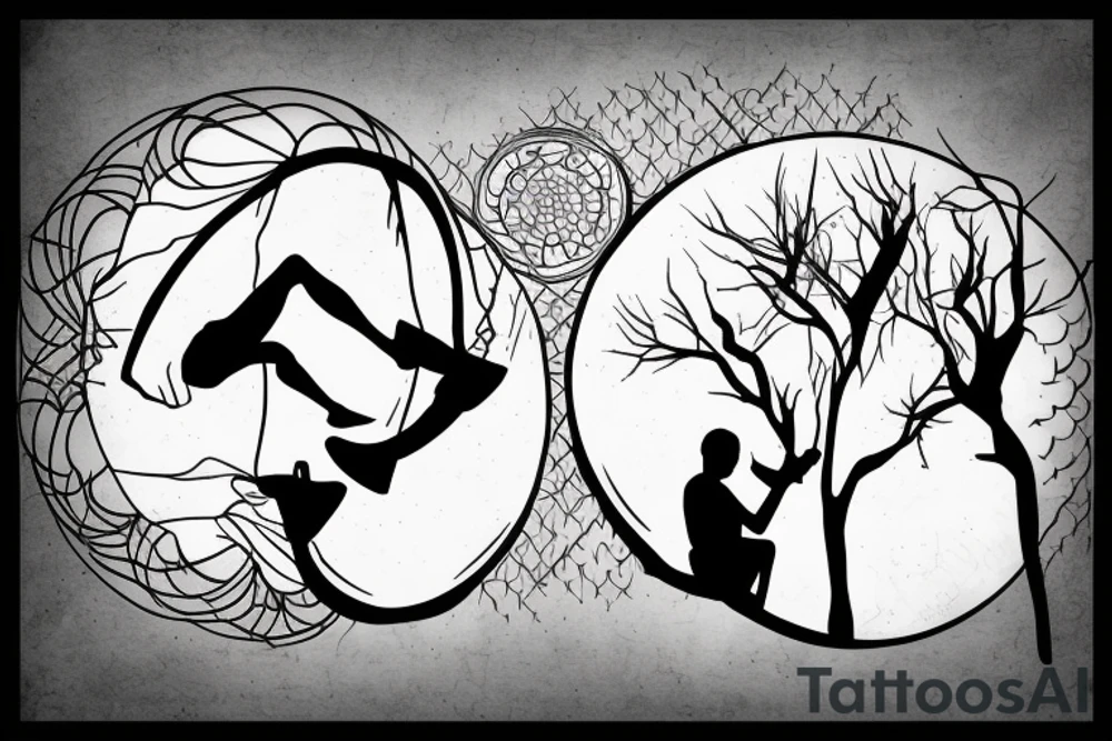 Two guys silhouettes sitting sad back to back.  They are looking in the opposite directions. One to the left and one to the right. tattoo idea