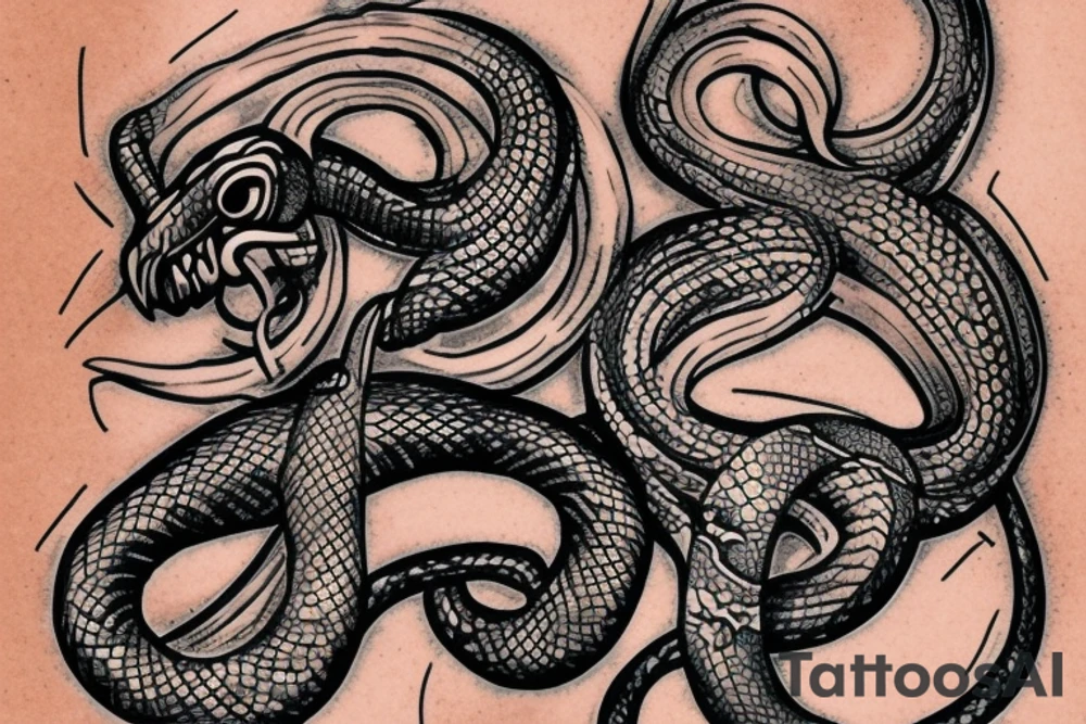 snake made out of copper on a cross tattoo idea