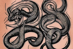 snake made out of copper on a cross tattoo idea
