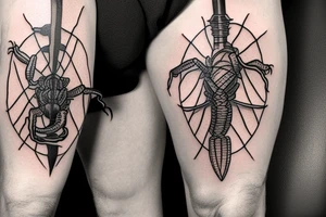 scorpion impaled by dagger tattoo idea