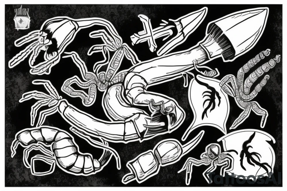 scorpion impaled by dagger tattoo idea