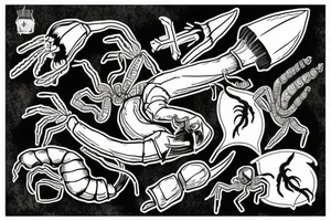 scorpion impaled by dagger tattoo idea