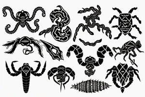 scorpion pierced by dagger tattoo idea