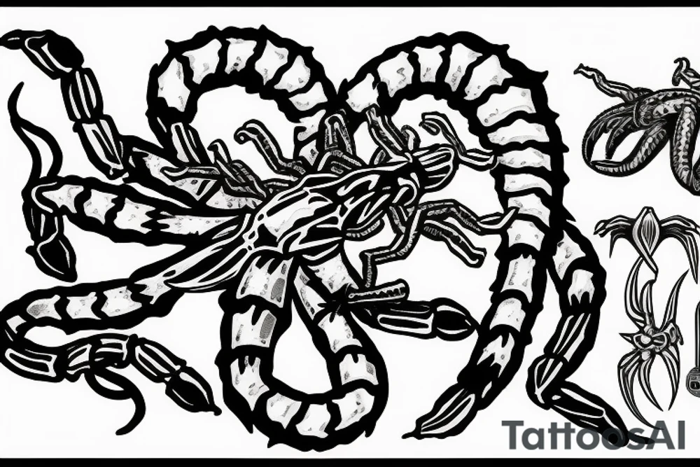 scorpion pierced by dagger tattoo idea