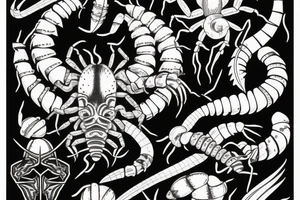 scorpion pierced by dagger tattoo idea