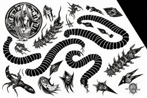 centipede pierced by a dagger tattoo idea