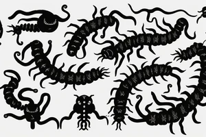 centipede pierced by a dagger tattoo idea