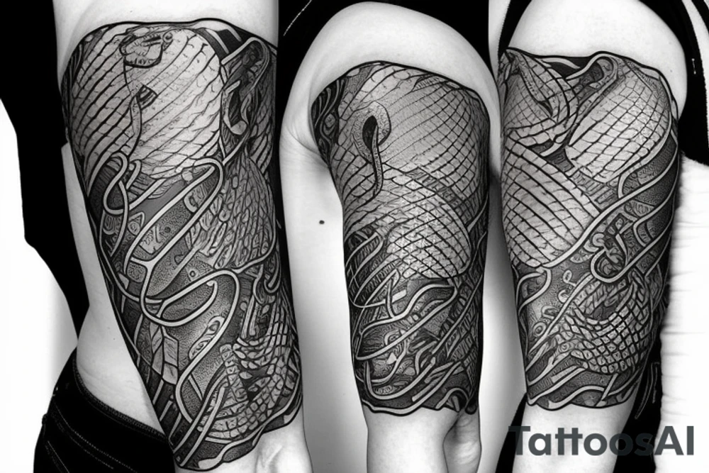 snake made out of copper tattoo idea