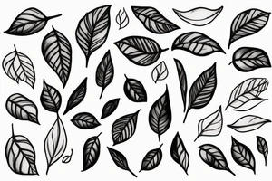 Minimalist black and white fine line coffee plant tattoo idea