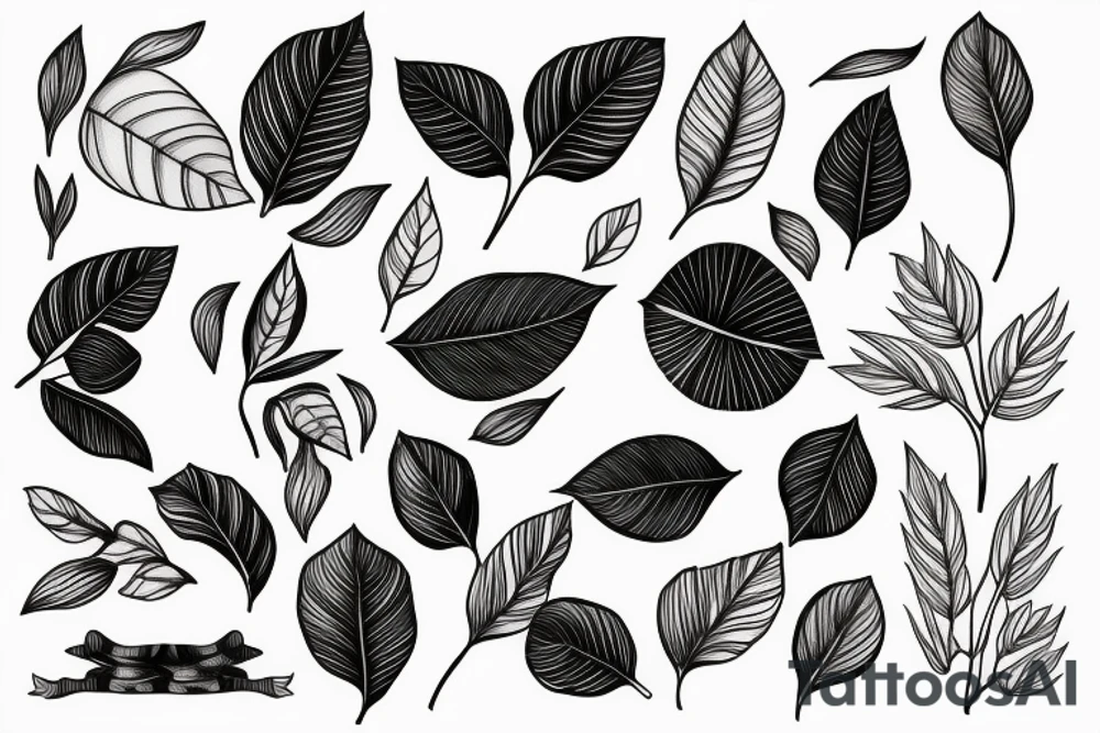 Minimalist black and white fine line coffee plant tattoo idea