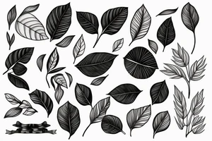 Minimalist black and white fine line coffee plant tattoo idea