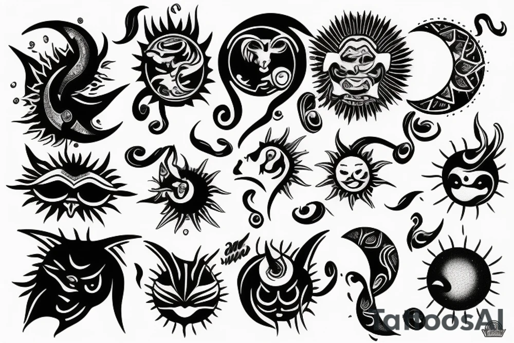 Sun moon tattoo idea