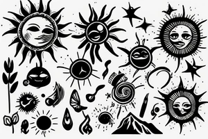Beautiful landscape with sun tattoo idea