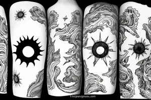 Beautiful landscape with sun tattoo idea