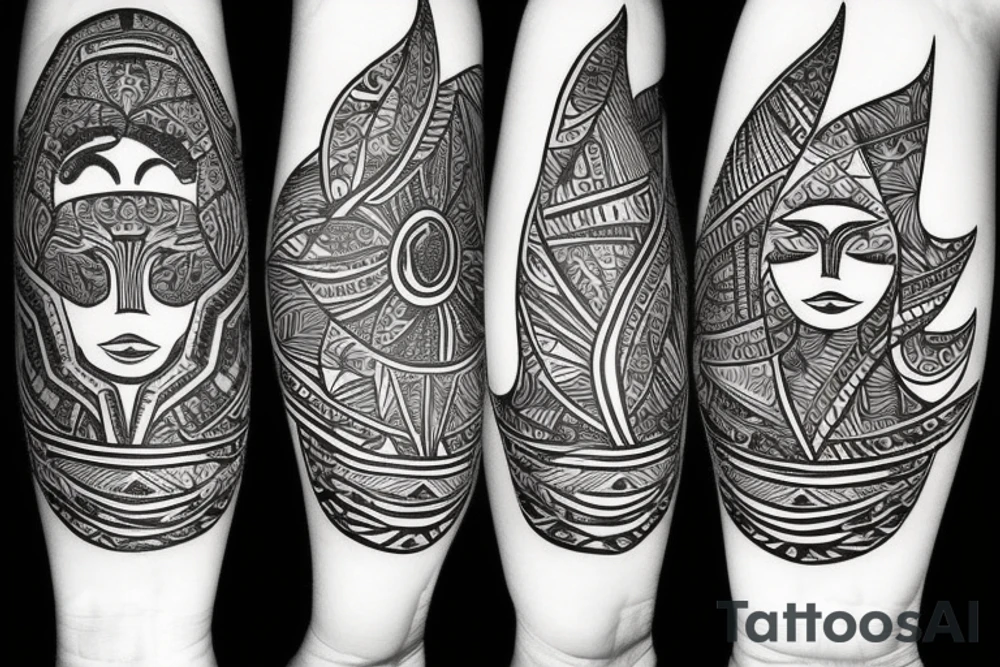 Beautiful landscape with sun tattoo idea