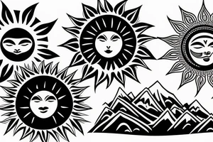 Beautiful landscape with sun tattoo idea