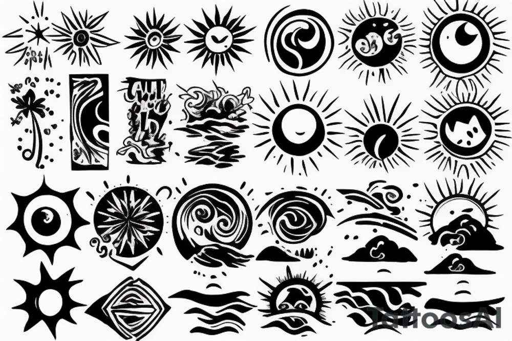 Beautiful landscape with sun tattoo idea