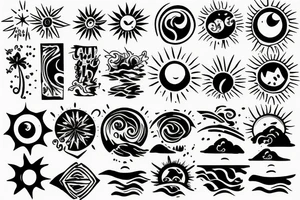 Beautiful landscape with sun tattoo idea