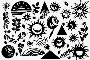 Beautiful landscape with sun tattoo idea