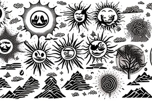 Beautiful landscape with sun tattoo idea