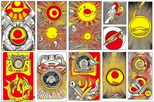 Yellow sun red cars in the universe tattoo idea