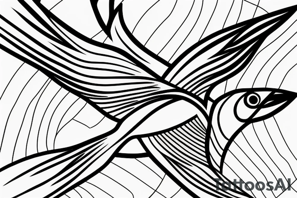 Single Line Bird Flying, A single, continuous line, simple but elegant design of a bird in flight. This minimalist approach can give the impression of fluidity and movement. tattoo idea
