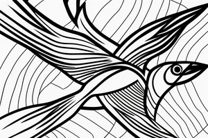 Single Line Bird Flying, A single, continuous line, simple but elegant design of a bird in flight. This minimalist approach can give the impression of fluidity and movement. tattoo idea