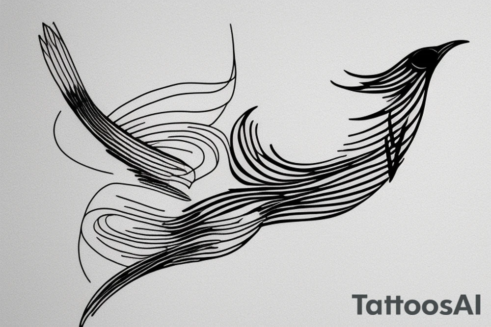 Single Line Bird Flying: A single, continuous line can be used to create a simple but elegant tattoo design of a bird in flight. This minimalist approach can give the impression of fluidity and movement. tattoo idea