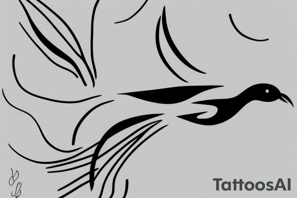 Single Line Bird Flying: A single, continuous line can be used to create a simple but elegant tattoo design of a bird in flight. This minimalist approach can give the impression of fluidity and movement. tattoo idea