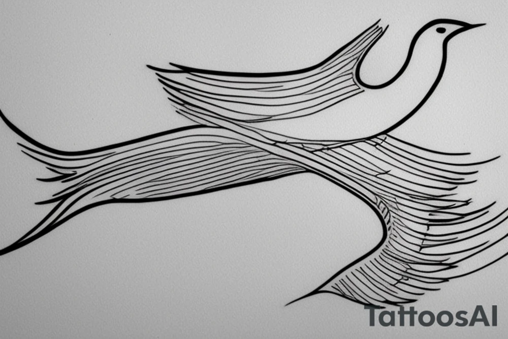 Single Line Bird Flying: A single, continuous line can be used to create a simple but elegant tattoo design of a bird in flight. This minimalist approach can give the impression of fluidity and movement. tattoo idea