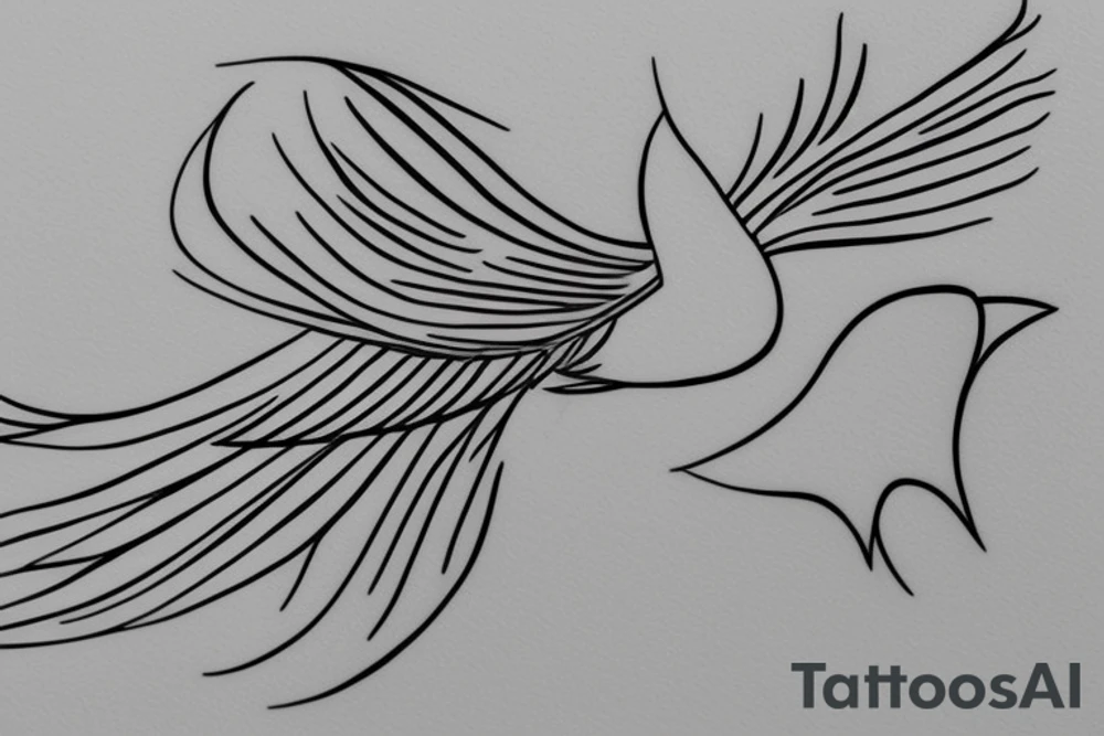 Single Line Bird Flying: A single, continuous line can be used to create a simple but elegant tattoo design of a bird in flight. This minimalist approach can give the impression of fluidity and movement. tattoo idea