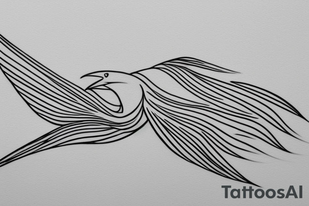 Single Line Bird Flying: A single, continuous line can be used to create a simple but elegant tattoo design of a bird in flight. This minimalist approach can give the impression of fluidity and movement. tattoo idea
