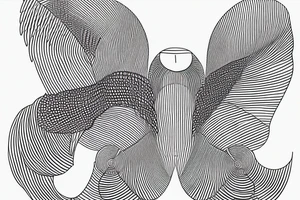 Minimalist outline drawing of a bird in flight, geometric circles, tattoo idea