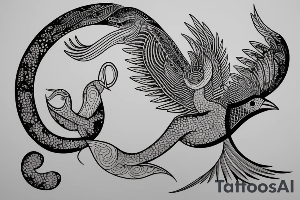 Minimalist outline tattoo of a bird in flight, fluid, symbolic, elegant tattoo idea