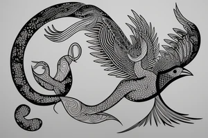 Minimalist outline tattoo of a bird in flight, fluid, symbolic, elegant tattoo idea