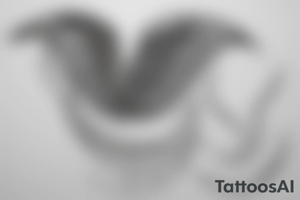 Minimalist outline tattoo of a bird in flight, fluid, symbolic, elegant tattoo idea