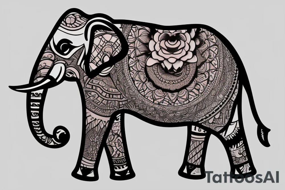 Animated elephant tattoo idea
