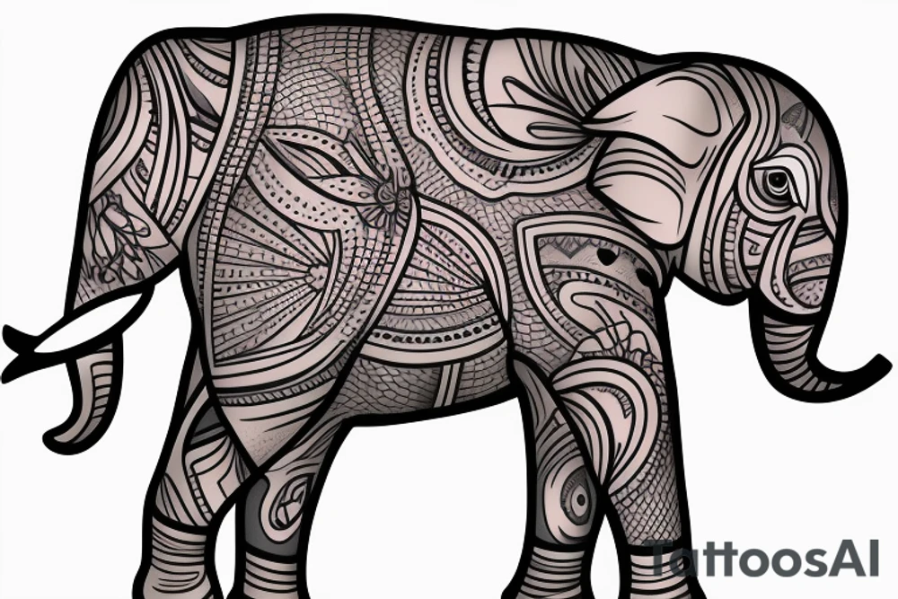 Animated elephant tattoo idea
