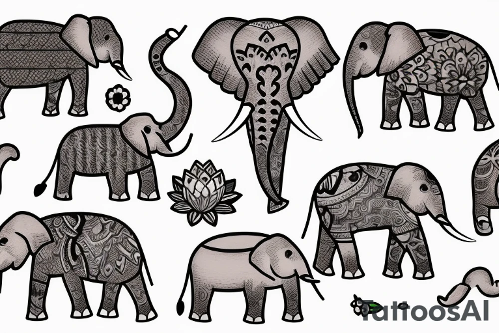 Animated elephant tattoo idea